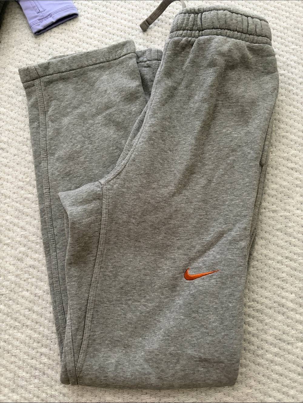 Nike Men’s Gray Sweatpants with Orange Swoosh
